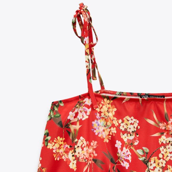 ZARA Print Top Multicolor Floral Spaghetti Straps Blouse NWT - Picture 5 of 16